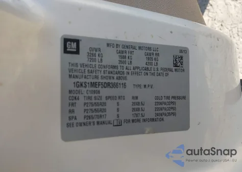 2013 GMC Yukon Xl 1500 Denali z USA, uszkodzony, nr VIN 1GKS1MEF5DR366116